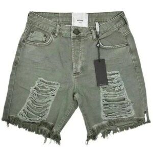One Teaspoon Stevies Shorts Super Khaki Distressed Frayed Shorts Size 25